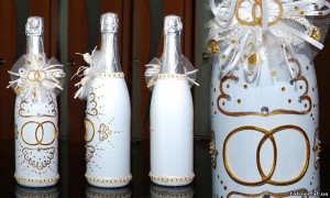 украшение свадебных бутылок